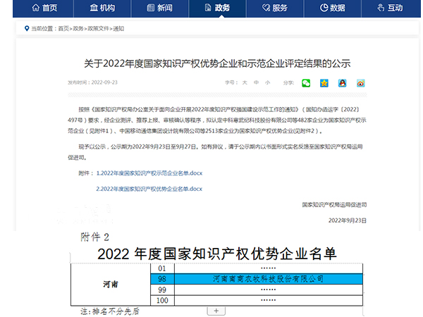 喜讯！凯时尊龙人生就是博农科荣誉登榜2022年度国家知识产权优势企业名单